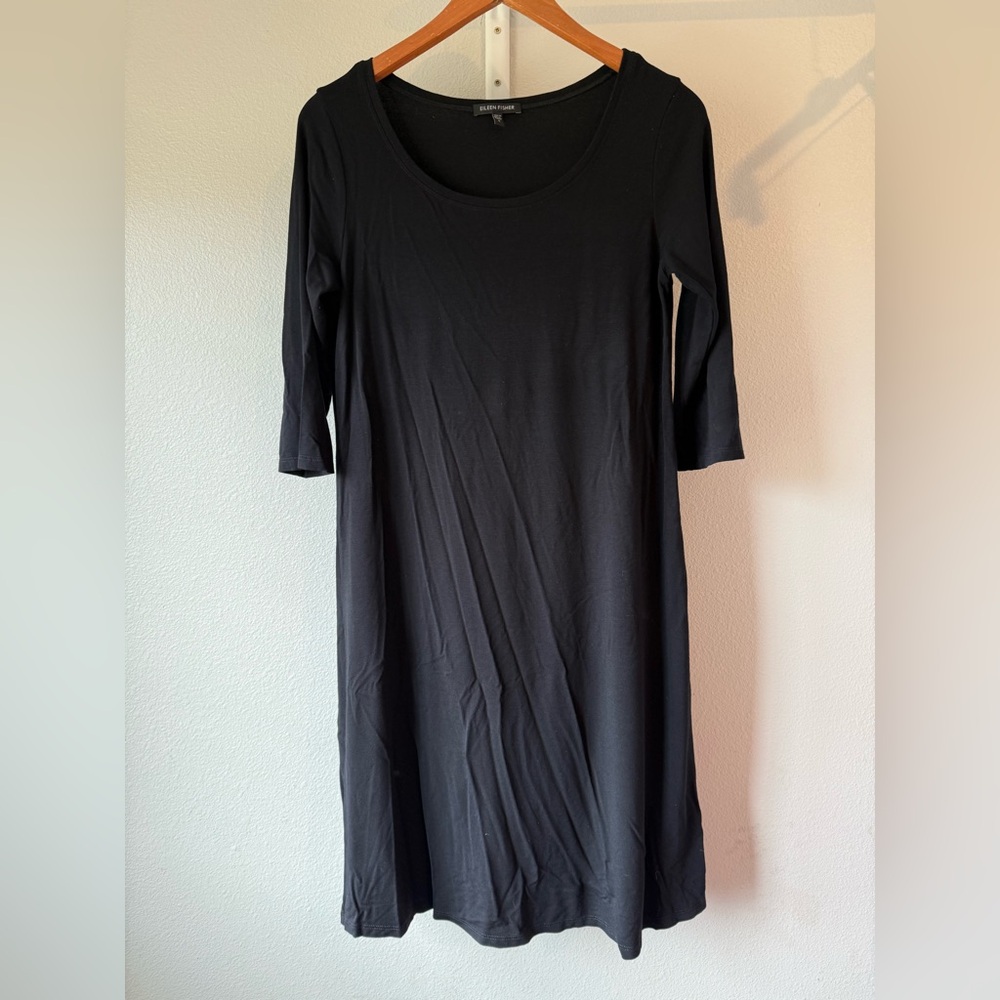 Eileen Fisher Casual Scoop Neck Black Dress
